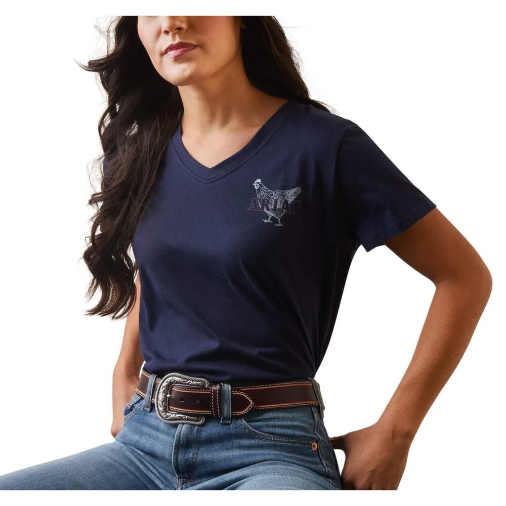 2/$30 Ariat Real Mama Hen Tee Navy Blue Size L